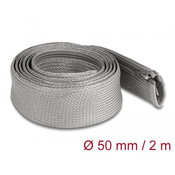 Koszulka pleciona z suwakiem odporna na temperaturę 2 m x 50 mm szara Delock 20832
