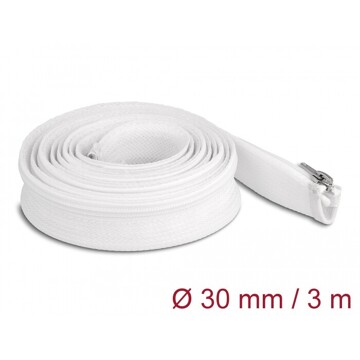 Koszulka pleciona z suwakiem odporna na temperaturę 3 m x 30 mm biała Delock 20834