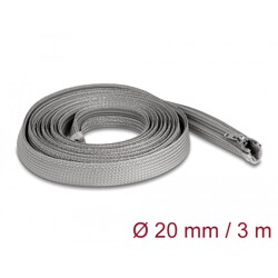Koszulka pleciona z suwakiem odporna na temperaturę 3 m x 20 mm szara Delock 20836