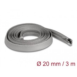 Koszulka pleciona z suwakiem odporna na temperaturę 3 m x 20 mm szara Delock 20836