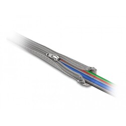 Koszulka pleciona z suwakiem odporna na temperaturę 3 m x 20 mm szara Delock 20836 Koszulka pleciona z suwakiem odporna na temperaturę 3 m x 20 mm szara Delock 20836