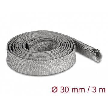 Koszulka pleciona z suwakiem odporna na temperaturę 3 m x 30 mm szara Delock 20837