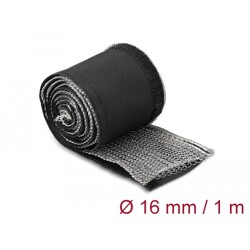 Rękaw pleciony EMC z rzepem odporny na ciepło 1 m x 16 mm czarny Delock 20840
