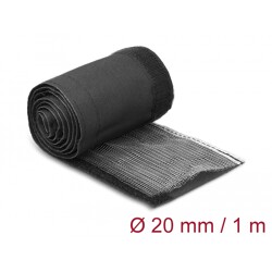 Rękaw pleciony EMC z rzepem odporny na ciepło 1 m x 20 mm czarny Delock 20841