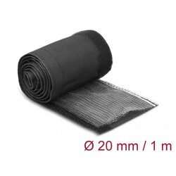 Rękaw pleciony EMC z rzepem odporny na ciepło 1 m x 20 mm czarny Delock 20841