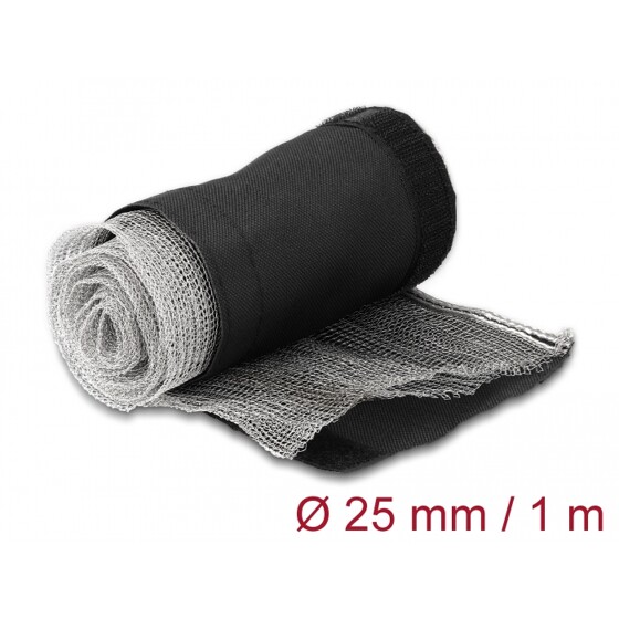 Rękaw pleciony EMC z rzepem odporny na ciepło 1 m x 25 mm czarny Delock 20842