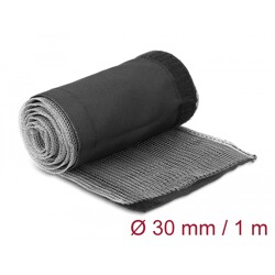Rękaw pleciony EMC z rzepem odporny na ciepło 1 m x 30 mm czarny Delock 20843