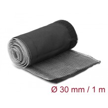 Rękaw pleciony EMC z rzepem odporny na ciepło 1 m x 30 mm czarny Delock 20843