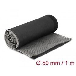 Rękaw pleciony EMC z rzepem odporny na ciepło 1 m x 50 mm czarny Delock 20844