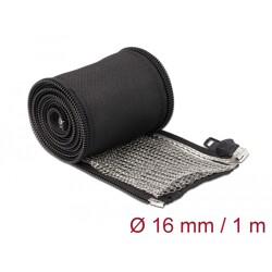 Rękaw pleciony EMC z zamkiem błyskawicznym odporny na ciepło 1 m x 16 mm czarny Delock 20845