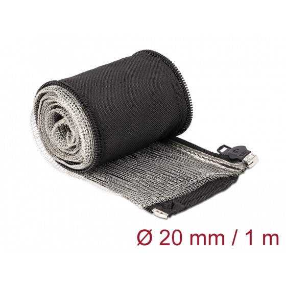 Rękaw pleciony EMC z zamkiem błyskawicznym odporny na ciepło 1 m x 20 mm czarny Delock 20846