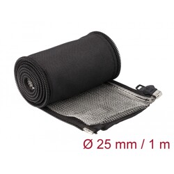 Rękaw pleciony EMC z zamkiem błyskawicznym odporny na ciepło 1 m x 25 mm czarny Delock 20847