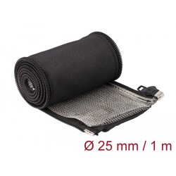 Rękaw pleciony EMC z zamkiem błyskawicznym odporny na ciepło 1 m x 25 mm czarny Delock 20847