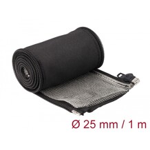 Rękaw pleciony EMC z zamkiem błyskawicznym odporny na ciepło 1 m x 25 mm czarny Delock 20847