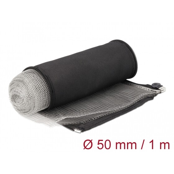 Rękaw pleciony EMC z zamkiem błyskawicznym odporny na ciepło 1 m x 50 mm czarny Delock 20849