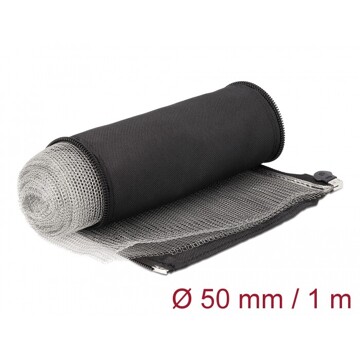 Rękaw pleciony EMC z zamkiem błyskawicznym odporny na ciepło 1 m x 50 mm czarny Delock 20849