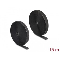 Mocna taśma rzepowa 15 m x 25 mm czarna Delock 20851