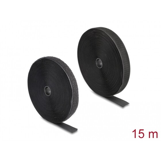 Mocna taśma rzepowa 15 m x 25 mm czarna Delock 20851