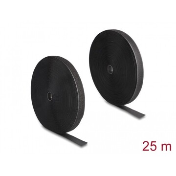 Mocna taśma rzepowa 25 m x 25 mm czarna Delock 20853