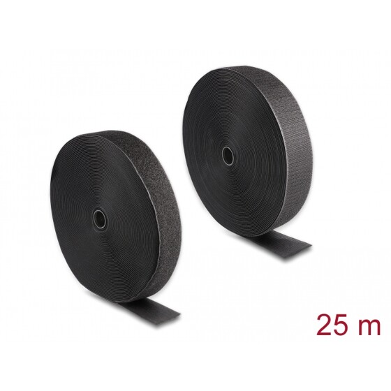 Mocna taśma rzepowa 25 m x 50 mm czarna Delock 20856