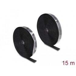 Mocna taśma rzepowa samoprzylepna 15 m x 25 mm czarna Delock 20857