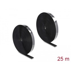 Mocna taśma rzepowa samoprzylepna 25 m x 25 mm czarna Delock 20859