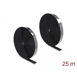 Mocna taśma rzepowa samoprzylepna 25 m x 25 mm czarna Delock 20859