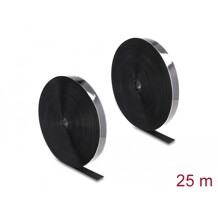Mocna taśma rzepowa samoprzylepna 25 m x 25 mm czarna Delock 20859
