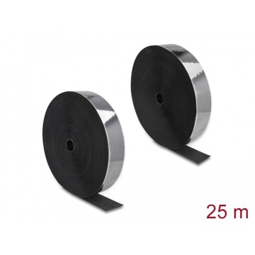 Mocna taśma rzepowa samoprzylepna 25 m x 50 mm czarna Delock 20862