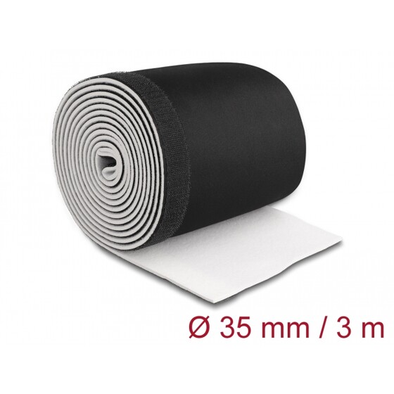 Przewód neoprenowy elastyczny z rzepem 3 m x 135 mm czarno-biały Delock 20865