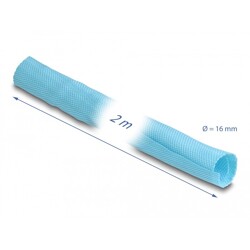 Koszulka tkana do pracy w wysokiej temperaturze 2 m x 16 mm niebieska Delock 20877 Koszulka tkana do pracy w wysokiej temperaturze 2 m x 16 mm niebieska Delock 20877