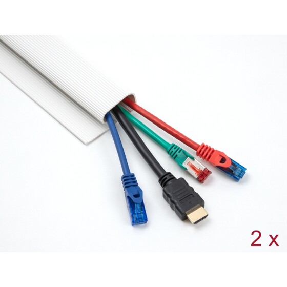 Listwa kablowa podblatowa 57 x 25 mm długość 400 mm 2 sztuki biała Delock 20884