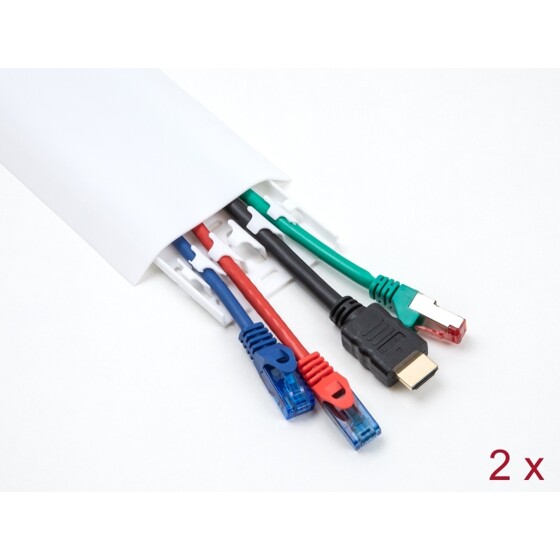 Samoprzylepna listwa kablowa z mocowaniem kabli 85 x 10 mm długość 300 mm 2 sztuki biała Delock 20886