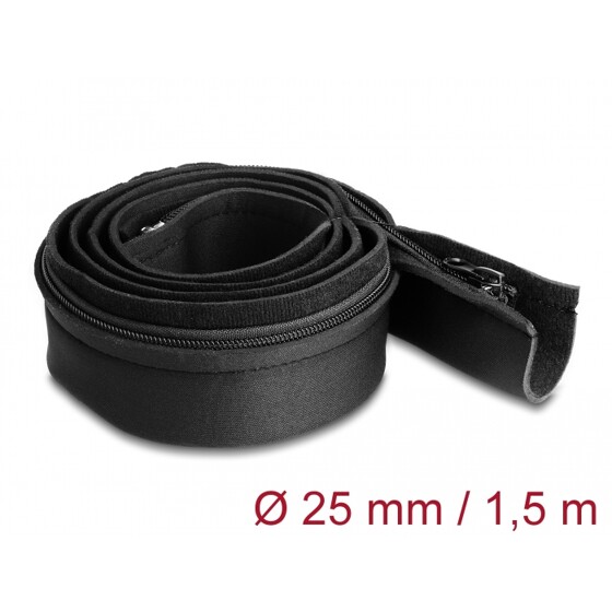 Koszulka kablowa neoprenowa elastyczna z zamkiem 1,5 m x 100 mm czarna Delock 20913