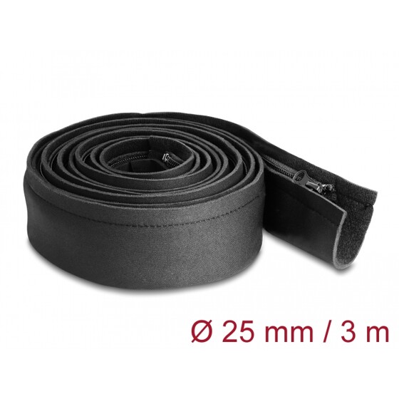 Koszulka kablowa neoprenowa elastyczna z zamkiem 3 m x 100 mm czarna Delock 20914
