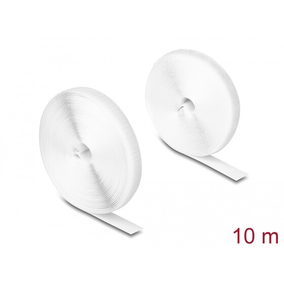 Mocna taśma rzepowa 10 m x 20 mm biały Delock 20920