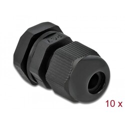 Tuleja kablowa PG7 czarna 10 sztuk Delock 60192