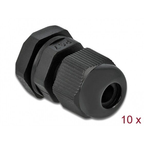 Tuleja kablowa PG7 czarna 10 sztuk Delock 60192