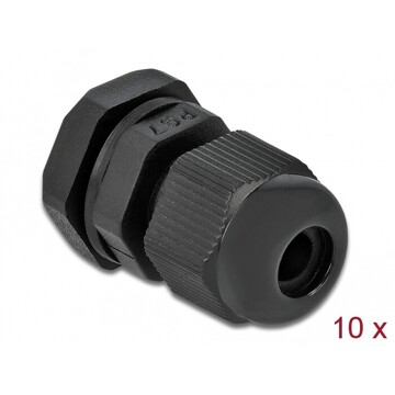 Tuleja kablowa PG7 czarna 10 sztuk Delock 60192