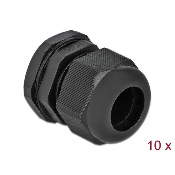Tuleja kablowa PG21 czarna 10 sztuk Delock 60222