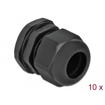 Tuleja kablowa PG21 czarna 10 sztuk Delock 60222