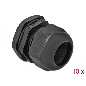 Tuleja kablowa PG29 czarna 10 sztuk Delock 60226