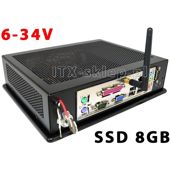 Komputer przemysłowy Atom D525 2GB 2xRS-232 1xLPT WiFi SSD 8GB 6-34V C02-I525-SD8-P-W