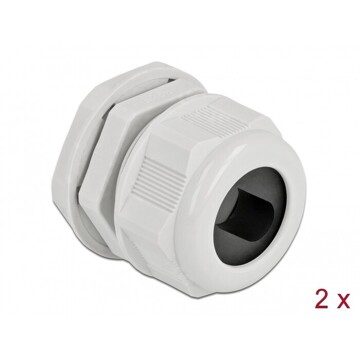 Tuleja kablowa PG29 do kabli płaskich szara 2 szt. Delock 60390