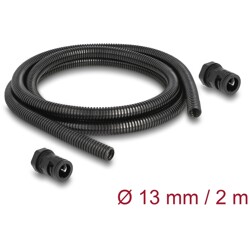 Ochronny rękaw kablowy 2 m x 13 mm z dławnicą PG9 zestaw czarny Delock 60462