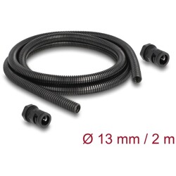 Ochronny rękaw kablowy 2 m x 13 mm z dławnicą PG9 zestaw czarny Delock 60462