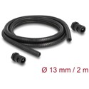 Ochronny rękaw kablowy 2 m x 13 mm z dławnicą PG9 zestaw czarny Delock 60462