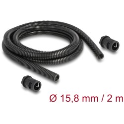 Ochronny rękaw kablowy 2 m x 15,8 mm z dławnicą PG11 zestaw czarny Delock 60463