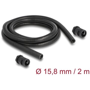 Ochronny rękaw kablowy 2 m x 15,8 mm z dławnicą PG11 zestaw czarny Delock 60463