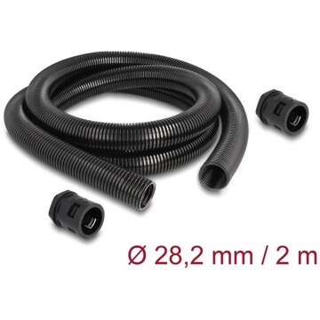 Ochronny rękaw kablowy 2 m x 28,5 mm z dławnicą PG21 zestaw czarny Delock 60466